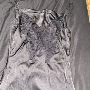 Beautiful silk black mini dress WITH wings